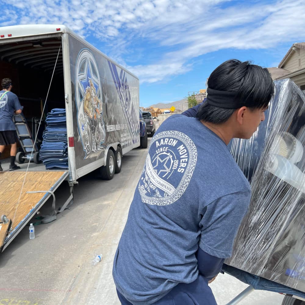 aaron movers employee moving customer furniture